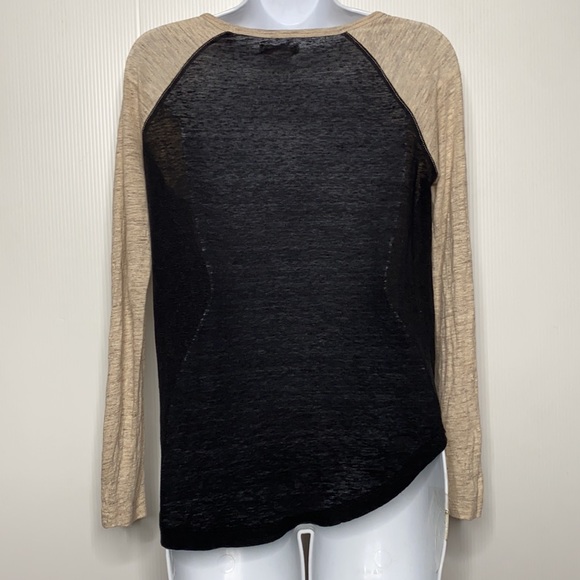 Madewell Color Block Linen Long Sleeved Tee XS - Picture 3 of 5